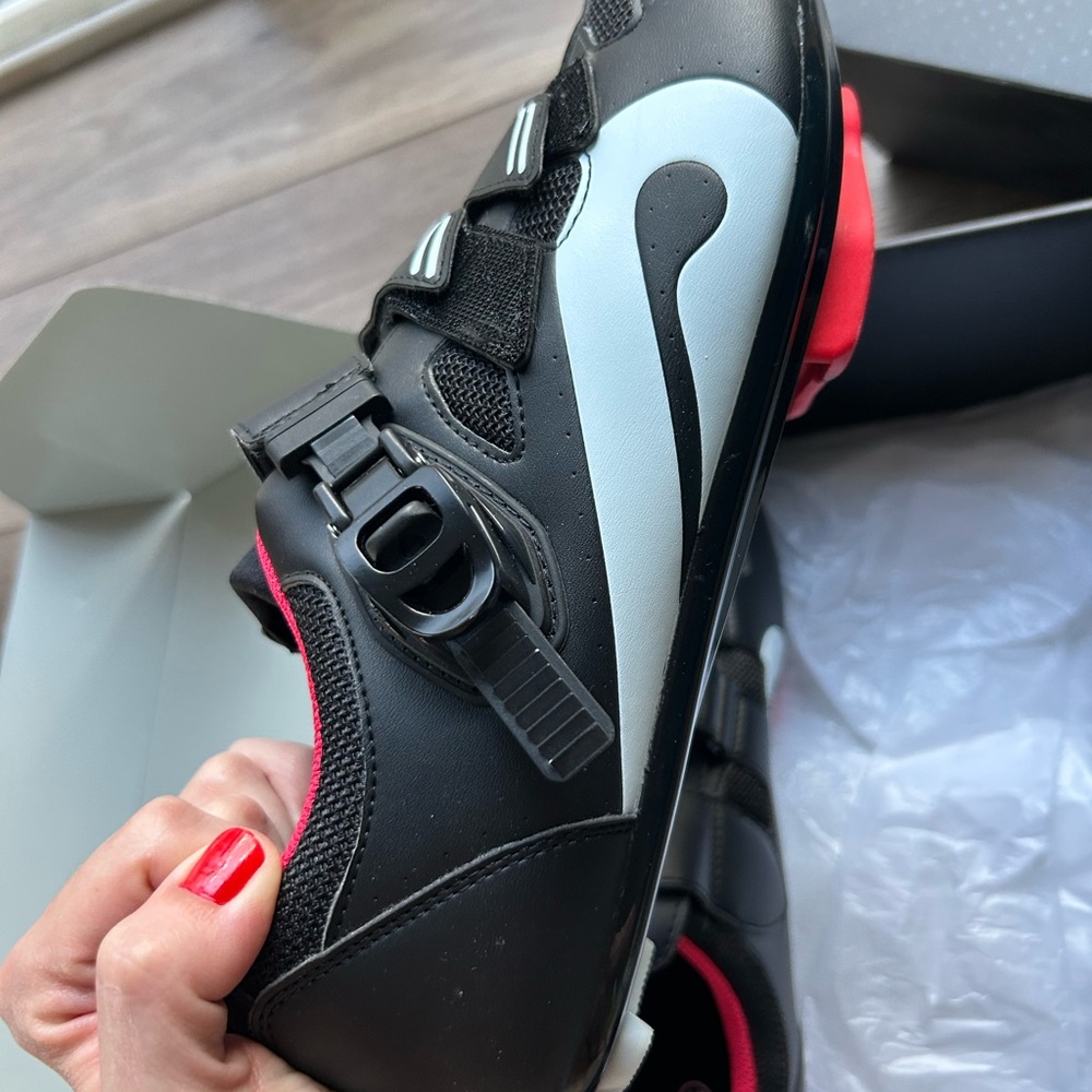 Black and White Cycling Shoes